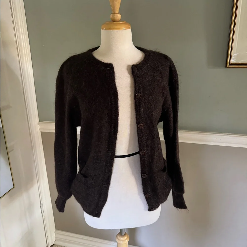 ESCADA Brown Mohair Button-Up Cardigan - Picture 1 of 4